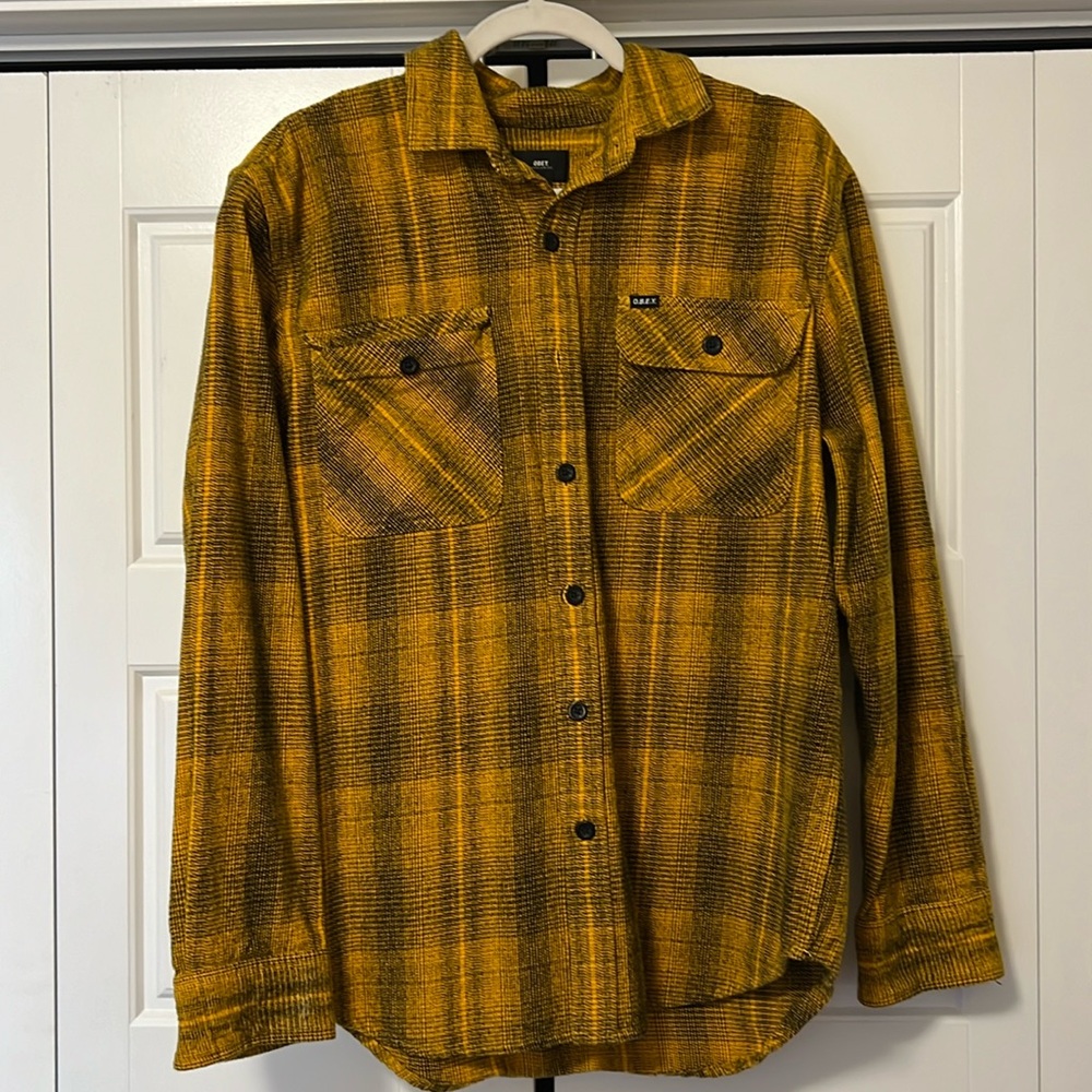 OBEY Men’s Flannel, Yellow, Size Medium